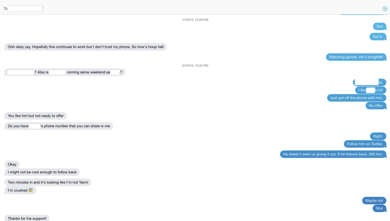 Texts between the complainant and Hufnagel